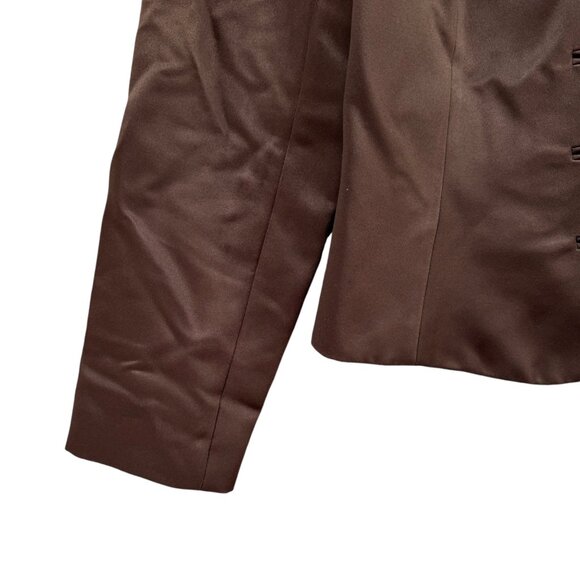 Vtg BlackTie Oleg Cassini Blazer Jacket Womens Ruffle Collar Button Front Size 8 - Picture 12 of 12